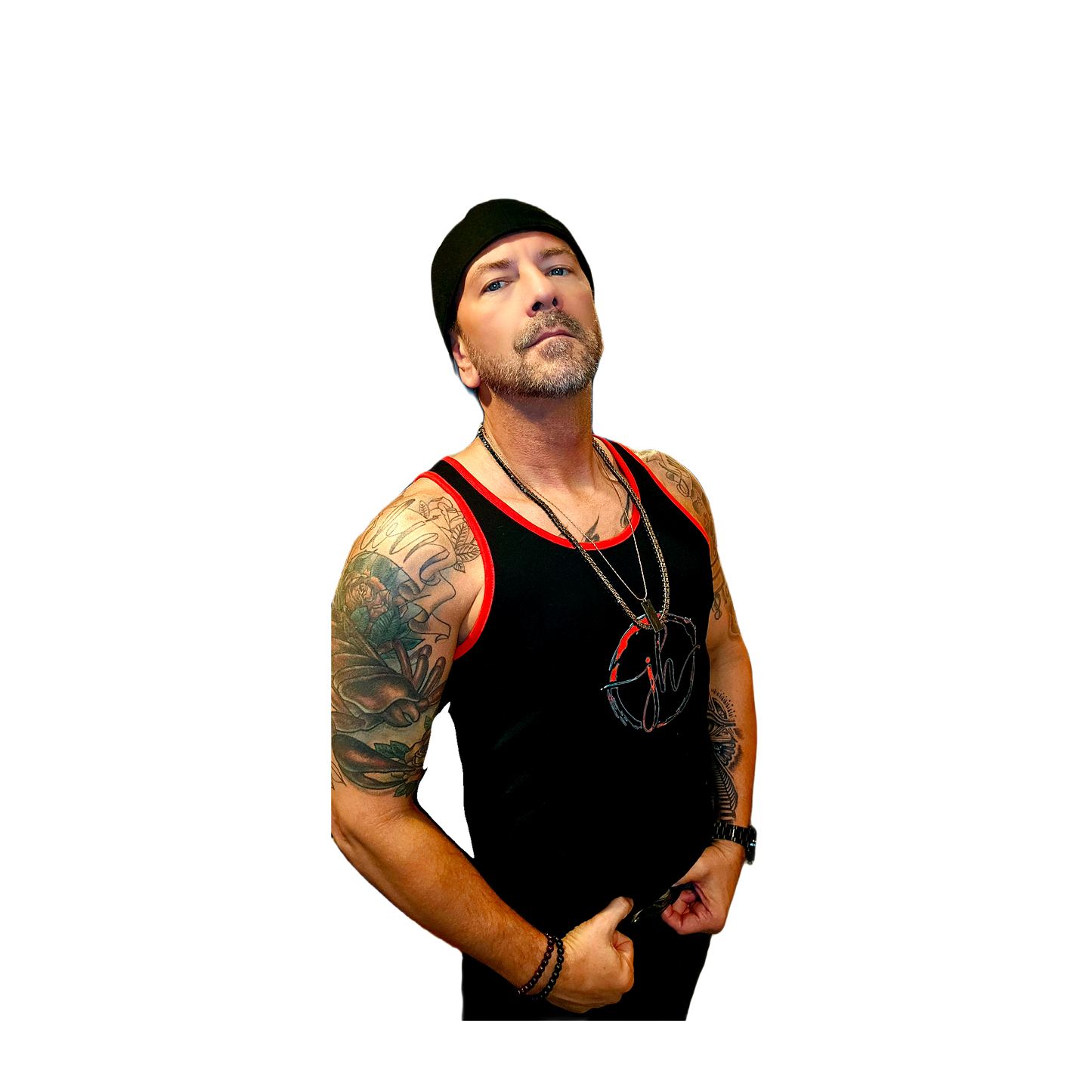 Black & Red Poly/Cotton JH Brand Tank Top