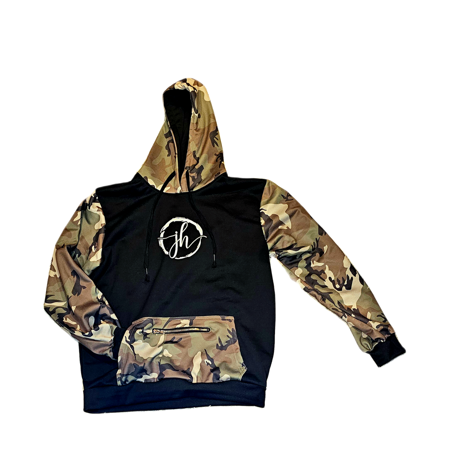 Black Camo JH Hooded Mens & Womens Zip Pocket Sweatshirt