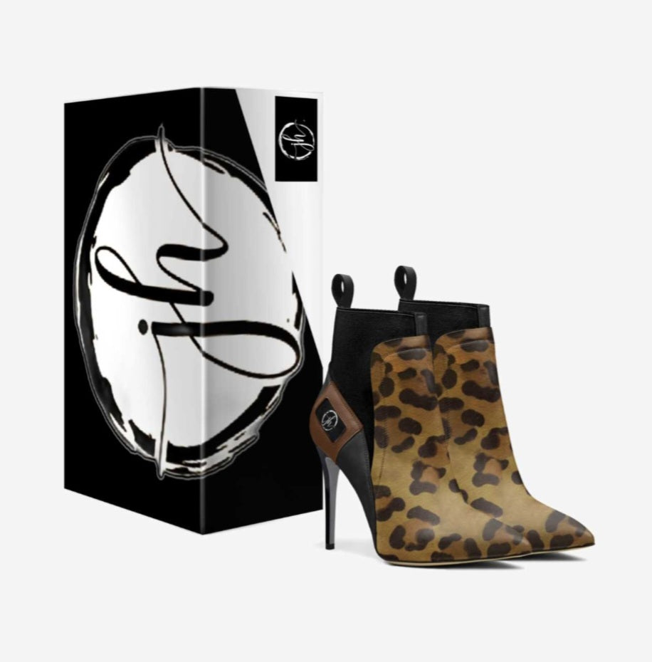 JH Brand Lynn Leopard Italian Suede & Leather High Heels