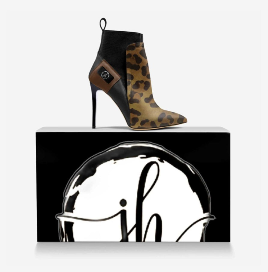 JH Brand Lynn Leopard Italian Suede & Leather High Heels