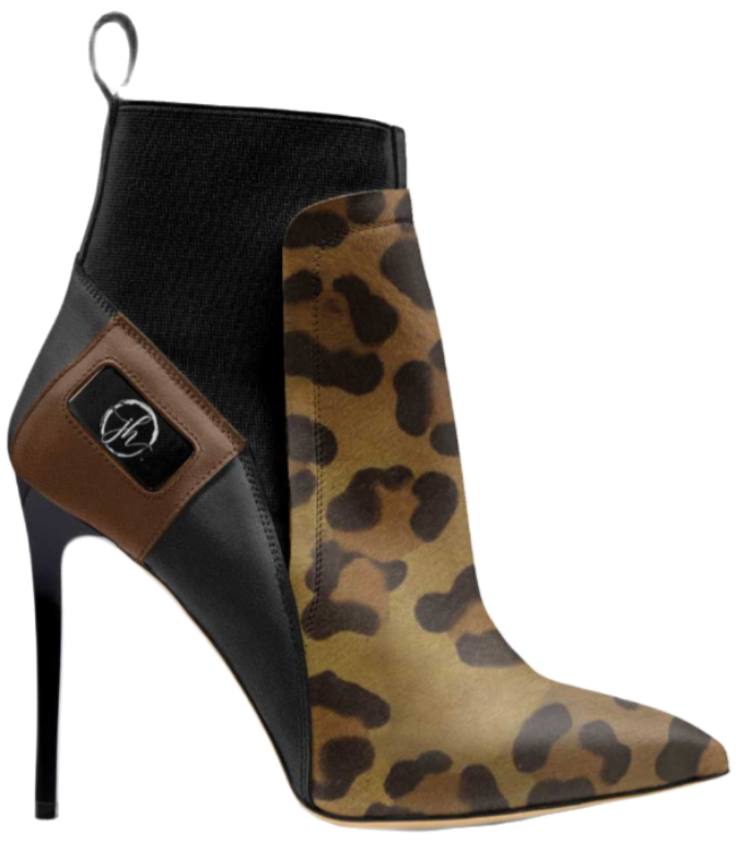 JH Brand Lynn Leopard Italian Suede & Leather High Heels