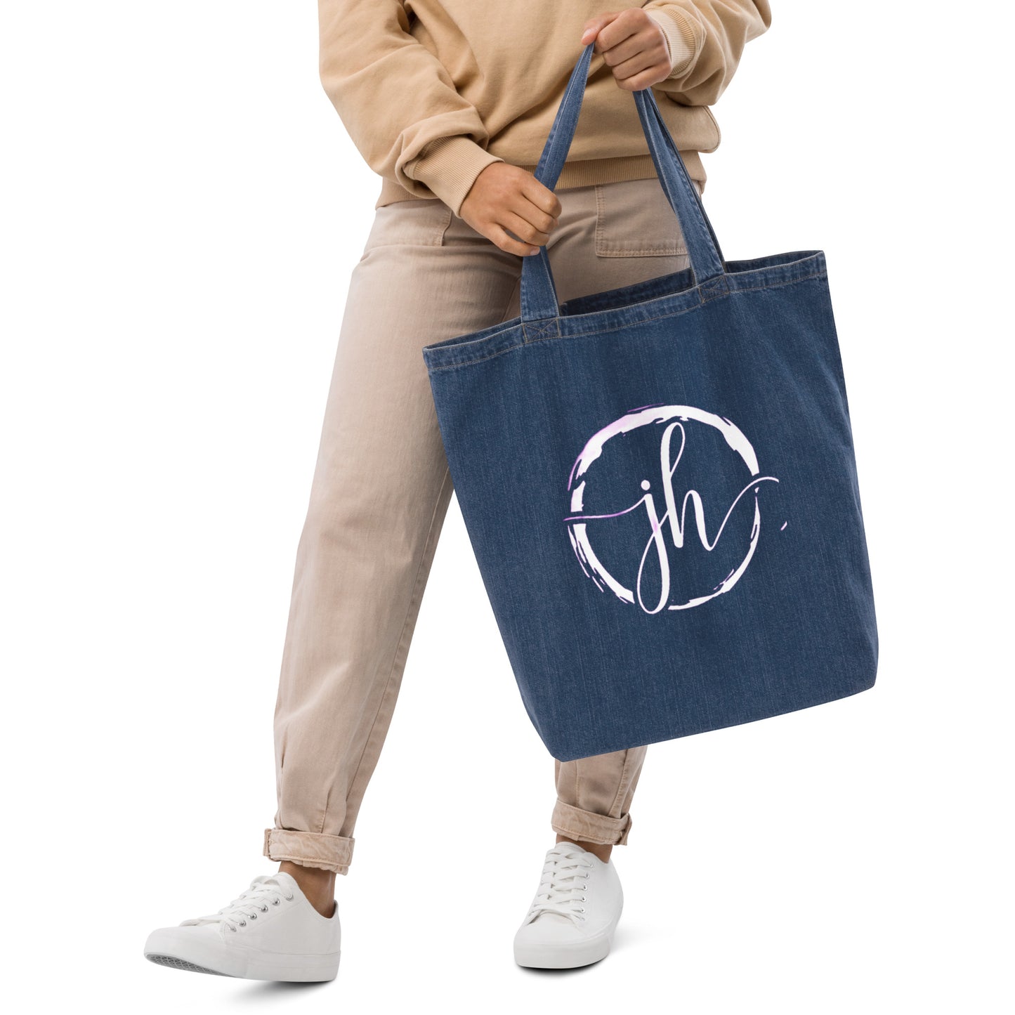 Organic denim tote bag