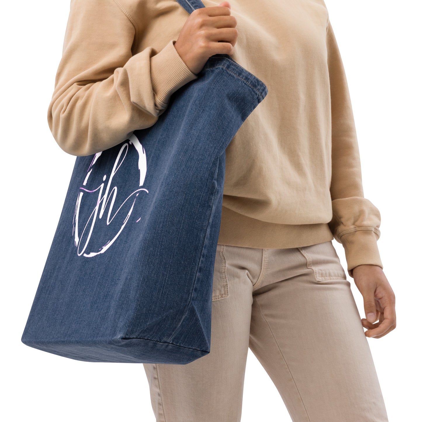 Organic denim tote bag